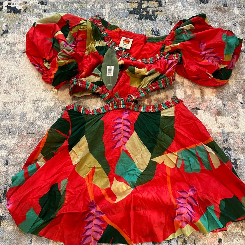 FARM RIO HELICONIA RED MINI DRESS
